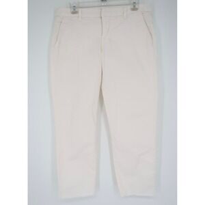 Frank & Eileen Wicklow The Italian Chino Cropped Raw Hem White Twill Pants Sz 8